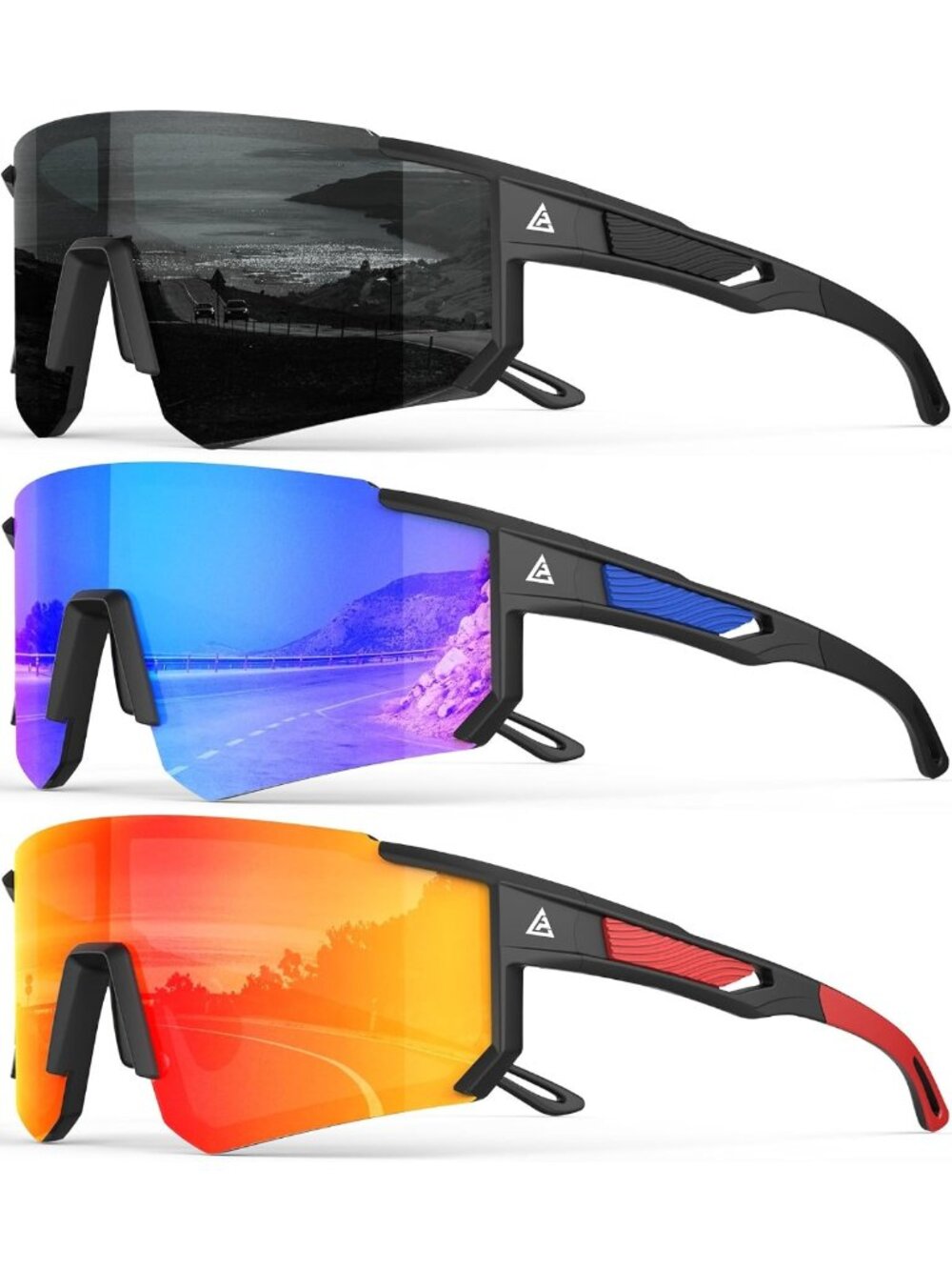 Polarized UV400 Sports Sunglasses for Men & Women - Wrap Around for Cycling